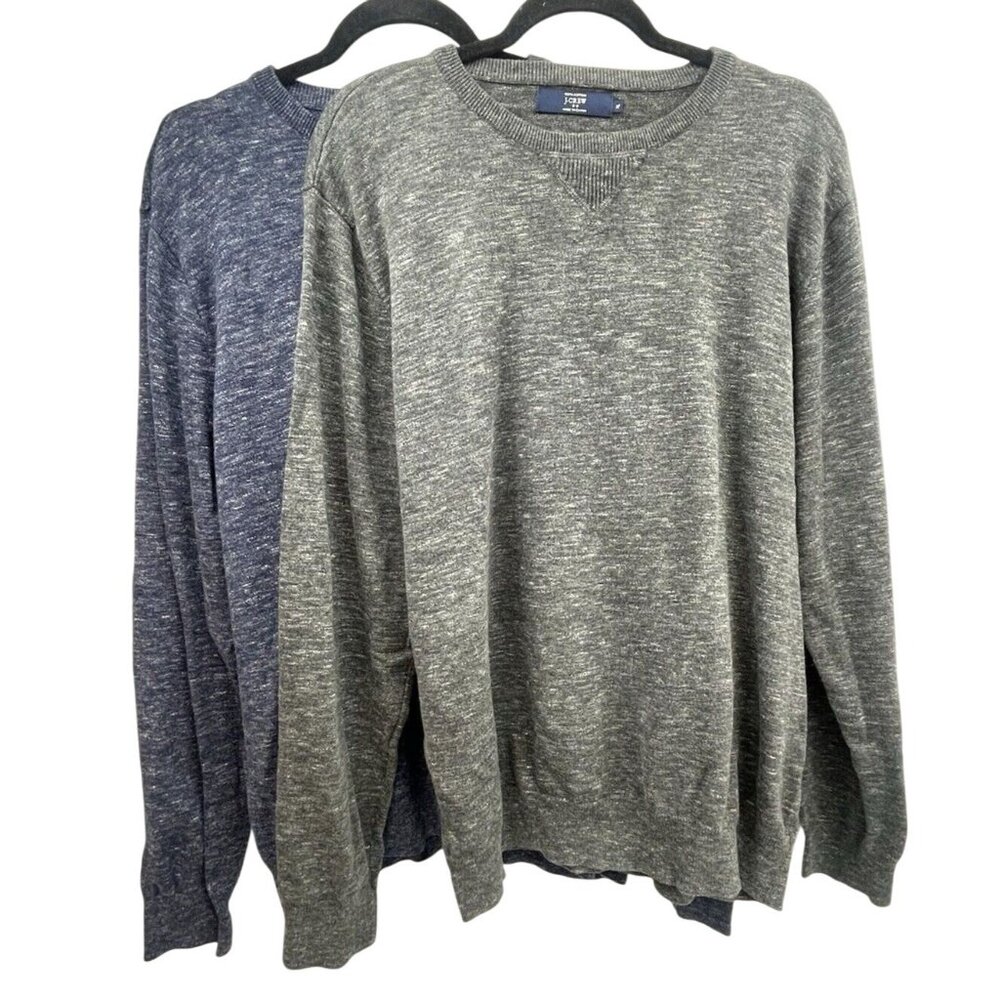 J. Crew Men's Crewneck Sweaters - Gray and Blue